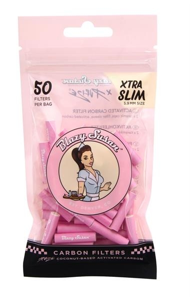 PURIZE Aktivkohlefilter, XTRA Slim "Blazy Susan" PINK, ø 5,9mm, 50er Packung
